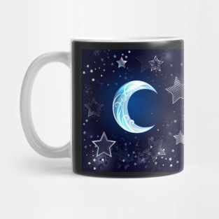 Background with a blue moon and stars Mug